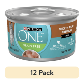 (12 pack) Purina ONE Pate, Natural Grain Free, Soft Chicken, Wet Cat Food 3 oz Can