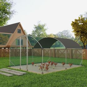 Large Metal Chicken Coop with Run, Walkin Chicken Coop for Yard with Waterproof Cover, 13.1 x 9.8 x 6.6 ft, Dome Roof Large Poultry Cage for Hen