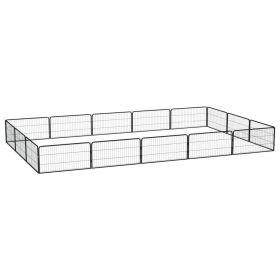 16-Panel Dog Playpen Black 39.4"x19.7" Powder-coated Steel