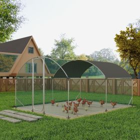 Large Metal Chicken Coop with Run, Walkin Chicken Coop for Yard with Waterproof Cover, 13.1 x 9.8 x 6.6 ft, Dome Roof Large Poultry Cage for Hen