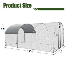 Large Metal Chicken Coop Upgrade Three Support Steel Wire Impregnated Plastic Net Cage, Oxford Cloth Silver Plated Waterproof UV Protection, Duck (Color: Silver)