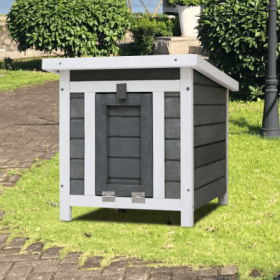 Weatherproof Wooden Outdoor Rabbit Hutch Lockable Door Openable Top Indoor For Small Animals (Option: Gray)
