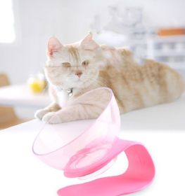 Cat Food Bowl Pet Feeding Bowl Elevated Feeder Bowl with Non-Slip Rubber Base (Color: pink)