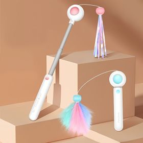 Cat Teaser Stick, Retractable Cat Wand With Replacement Head, Cat Feather Toy, Cat Interactive Toy For Indoor Cats For Relief Boredom And Exercis (Color: pink)